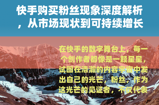 快手购买粉丝现象深度解析，从市场现状到可持续增长策略的全面探讨