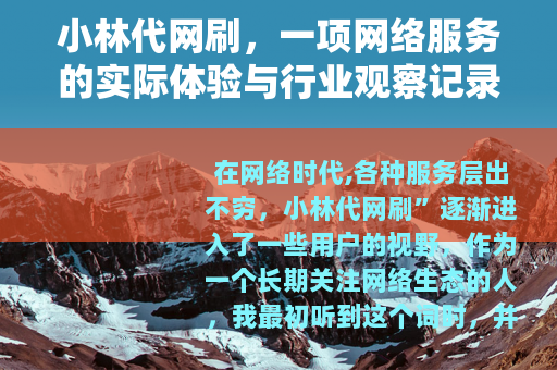 小林代网刷，一项网络服务的实际体验与行业观察记录