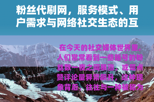 粉丝代刷网，服务模式、用户需求与网络社交生态的互动分析