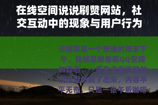 在线空间说说刷赞网站，社交互动中的现象与用户行为观察