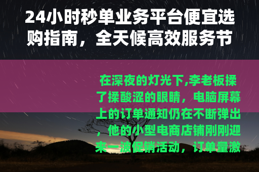 24小时秒单业务平台便宜选购指南，全天候高效服务节省成本秘籍