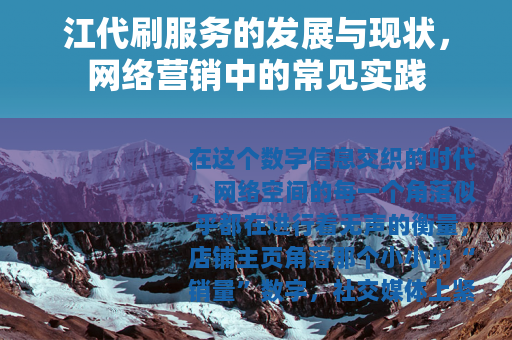 江代刷服务的发展与现状，网络营销中的常见实践