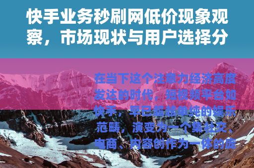 快手业务秒刷网低价现象观察，市场现状与用户选择分析