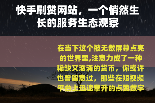 快手刷赞网站，一个悄然生长的服务生态观察