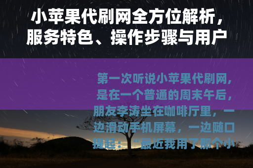 小苹果代刷网全方位解析，服务特色、操作步骤与用户真实体验分享