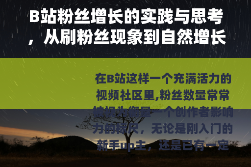 B站粉丝增长的实践与思考，从刷粉丝现象到自然增长的策略分享
