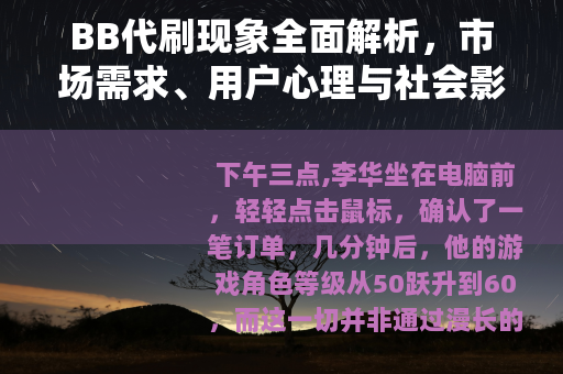 BB代刷现象全面解析，市场需求、用户心理与社会影响的深度探讨