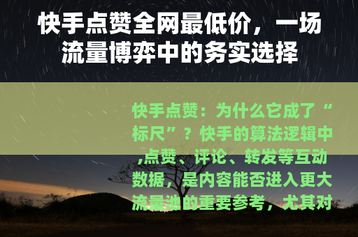 快手点赞全网最低价，一场流量博弈中的务实选择