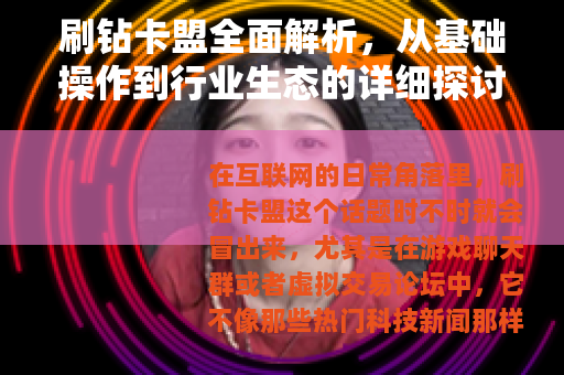 刷钻卡盟全面解析，从基础操作到行业生态的详细探讨