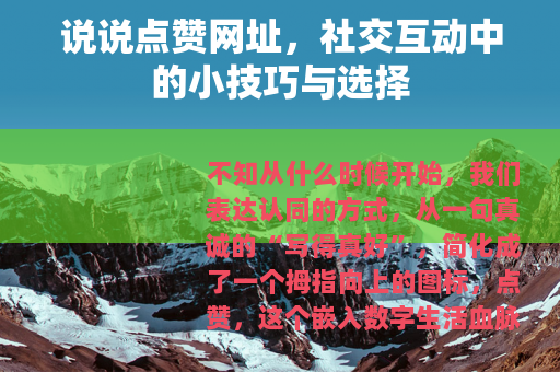 说说点赞网址，社交互动中的小技巧与选择