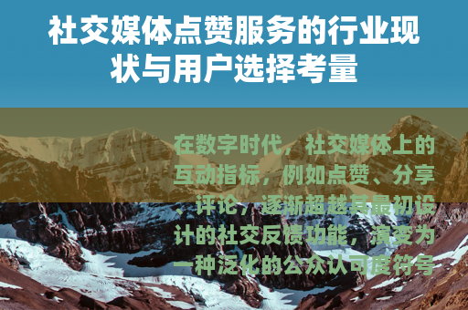 社交媒体点赞服务的行业现状与用户选择考量