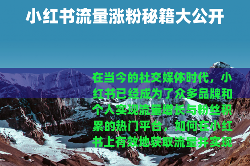 小红书流量涨粉秘籍大公开