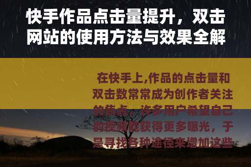 快手作品点击量提升，双击网站的使用方法与效果全解析