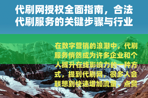 代刷网授权全面指南，合法代刷服务的关键步骤与行业实践