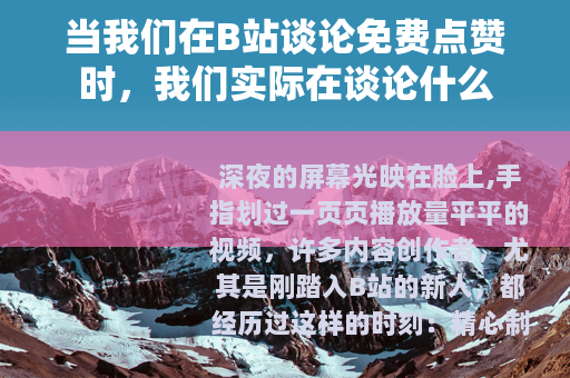 当我们在B站谈论免费点赞时，我们实际在谈论什么