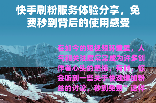 快手刷粉服务体验分享，免费秒到背后的使用感受