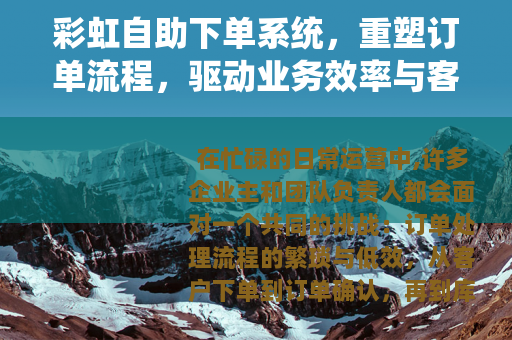 彩虹自助下单系统，重塑订单流程，驱动业务效率与客户体验升级