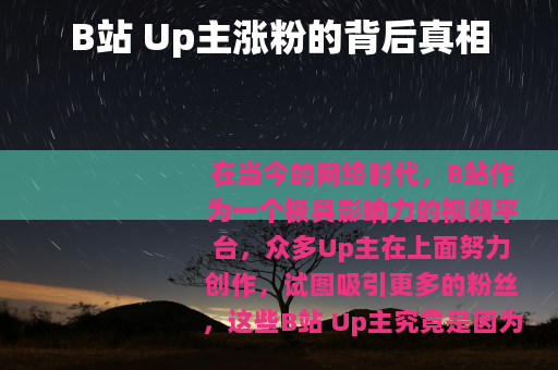 B站 Up主涨粉的背后真相