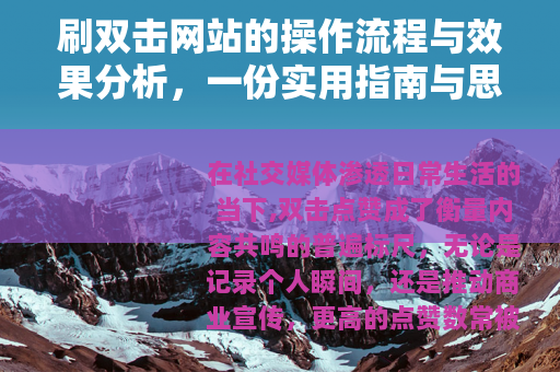 刷双击网站的操作流程与效果分析，一份实用指南与思考