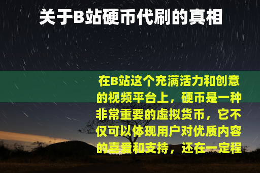 关于B站硬币代刷的真相