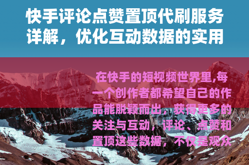 快手评论点赞置顶代刷服务详解，优化互动数据的实用方法与用户指南