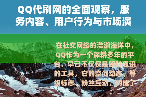 QQ代刷网的全面观察，服务内容、用户行为与市场演变分析