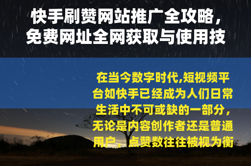 快手刷赞网站推广全攻略，免费网址全网获取与使用技巧解析