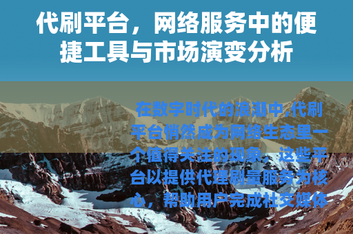 代刷平台，网络服务中的便捷工具与市场演变分析