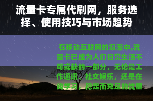 流量卡专属代刷网，服务选择、使用技巧与市场趋势