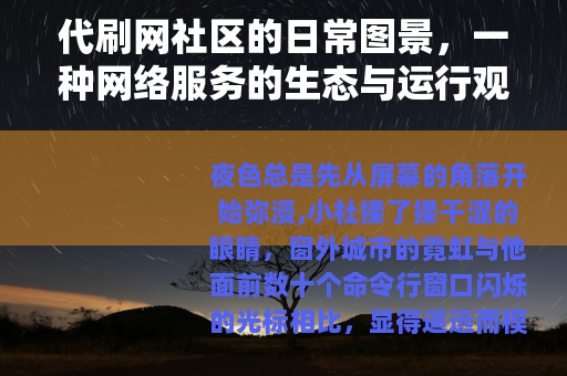 代刷网社区的日常图景，一种网络服务的生态与运行观察