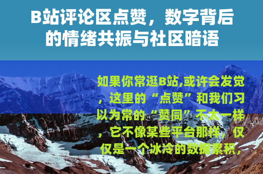 B站评论区点赞，数字背后的情绪共振与社区暗语