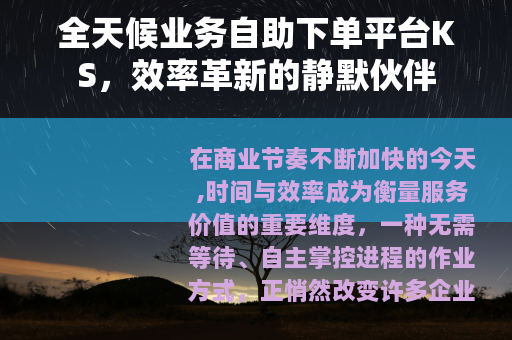 全天候业务自助下单平台KS，效率革新的静默伙伴