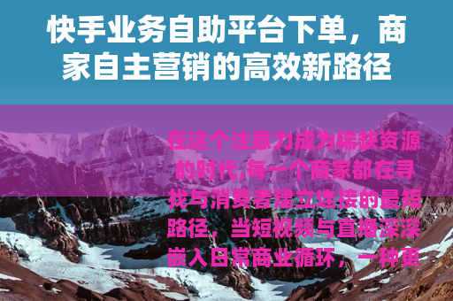 快手业务自助平台下单，商家自主营销的高效新路径