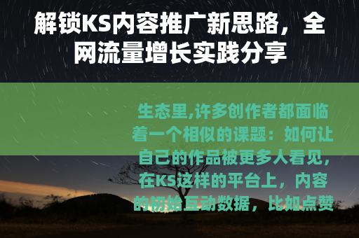 解锁KS内容推广新思路，全网流量增长实践分享