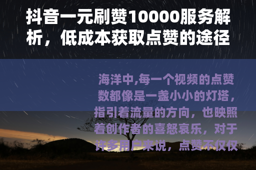 抖音一元刷赞10000服务解析，低成本获取点赞的途径与思考