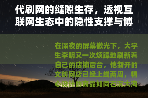 代刷网的缝隙生存，透视互联网生态中的隐性支撑与博弈