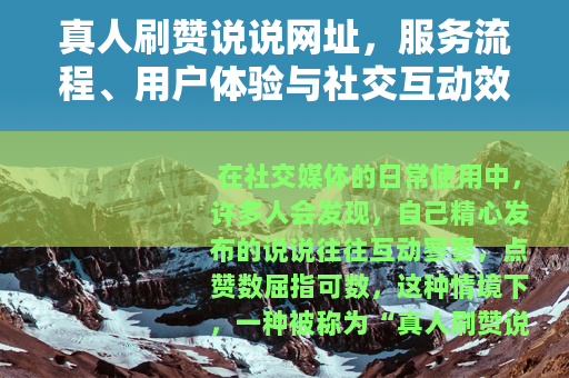 真人刷赞说说网址，服务流程、用户体验与社交互动效果深度解析