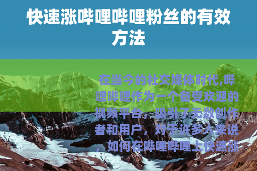 快速涨哔哩哔哩粉丝的有效方法