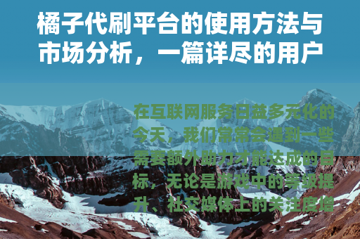 橘子代刷平台的使用方法与市场分析，一篇详尽的用户体验报告