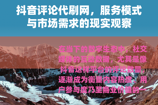 抖音评论代刷网，服务模式与市场需求的现实观察