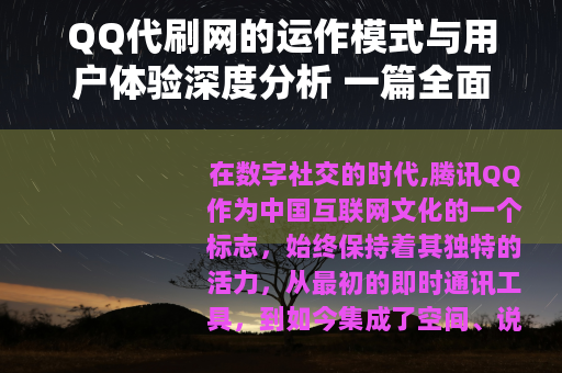 QQ代刷网的运作模式与用户体验深度分析 一篇全面解读
