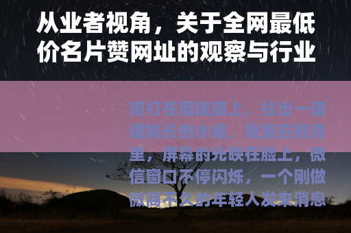从业者视角，关于全网最低价名片赞网址的观察与行业随想