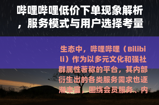 哔哩哔哩低价下单现象解析，服务模式与用户选择考量