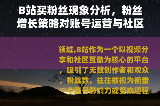 B站买粉丝现象分析，粉丝增长策略对账号运营与社区生态的影响探讨