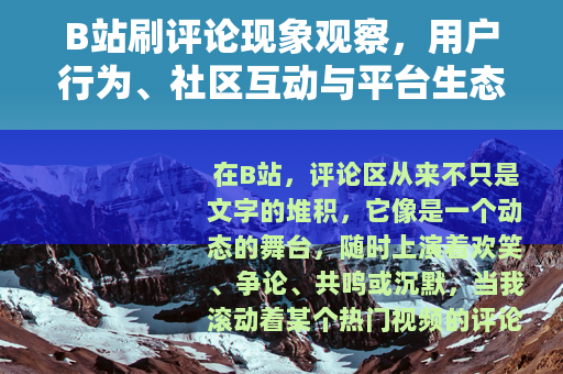 B站刷评论现象观察，用户行为、社区互动与平台生态的平衡