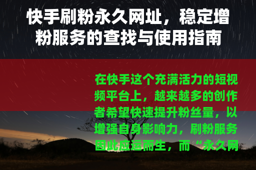 快手刷粉永久网址，稳定增粉服务的查找与使用指南