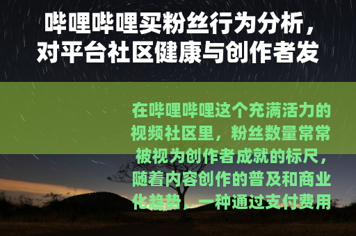哔哩哔哩买粉丝行为分析，对平台社区健康与创作者发展的多重影响