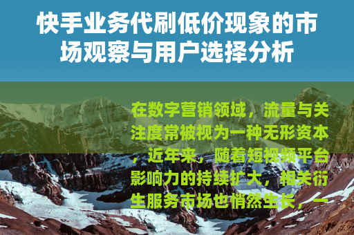 快手业务代刷低价现象的市场观察与用户选择分析