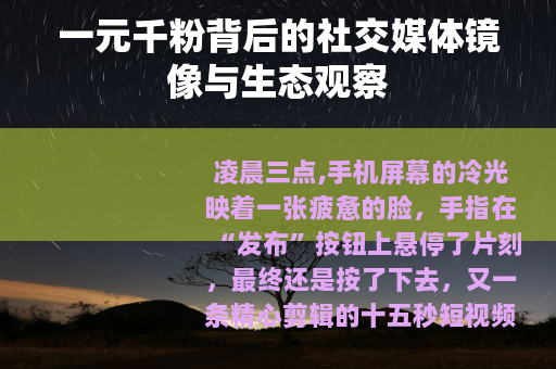 一元千粉背后的社交媒体镜像与生态观察