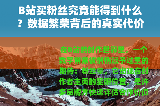 B站买粉丝究竟能得到什么？数据繁荣背后的真实代价